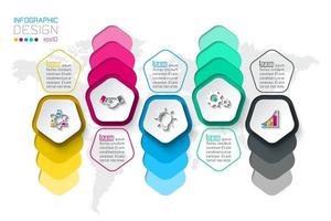 Pentagons label infographic with 5 steps. vector