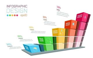 Infografía empresarial en barra de gráfico tridimensional vector