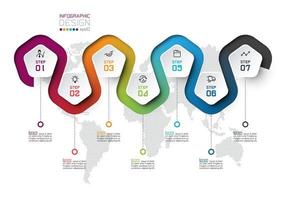 Etiqueta del Pentágono con línea de color vinculada infografía. vector