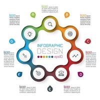 Siete círculos con infografías de icono de negocios. vector