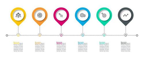 Circle label infographic with 6 steps. vector