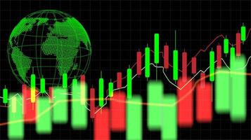 Gráfico de gráfico de velas de inversión de bolsa con globo vector