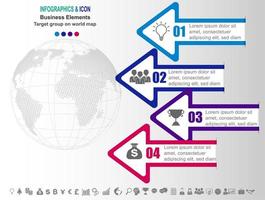 Cronología de negocios de infografía con flechas y 4 opciones vector