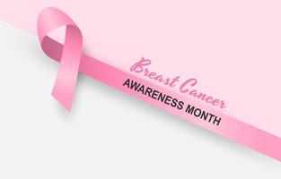 Breast cancer awareness design with diagonal pink ribbon on soft pink background vector