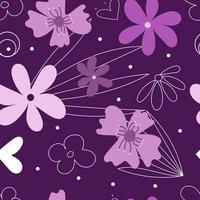 Purple flower pattern with abstract modern shapes vector