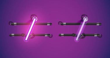 Realistic glowing purple neon charcter on and off vector