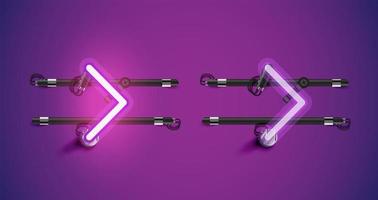 Realistic glowing purple neon charcter on and off vector