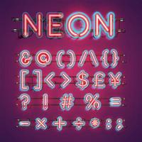 Two coloured double stroke neon character set vector illustration