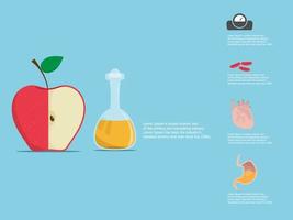 Apple vinegar and half of an apple with benefit vector