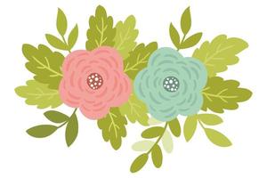 Lindas flores de primavera con rosas y ramas vector