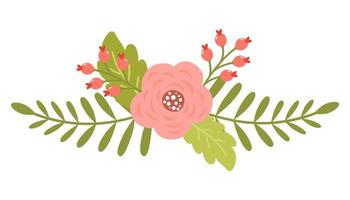 Lindas flores de primavera con rosas y ramas vector