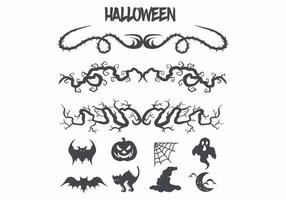 Halloween images and decorations set vector