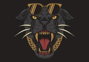 cool black Panther with sunglasses and necklace vector