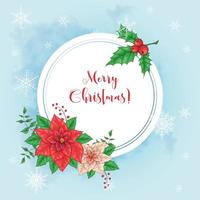 Cute christmas card with poinsettia  vector