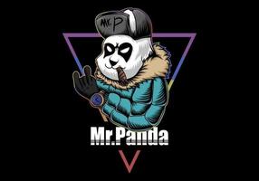 Panda con ilustración de chaqueta, sombrero y cigarro vector