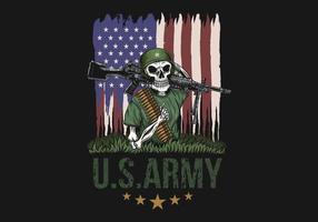 Machine Gun Skull American Army illustration