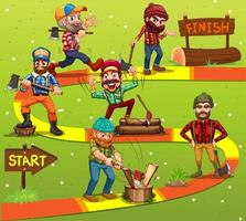 Game template with lumber jack characters in background vector