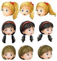 Young girl faces vector