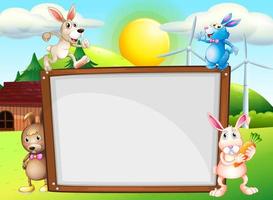 Paper template with rabbits in background vector