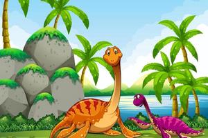 Dinosaur living in the jungle vector