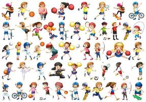 Diverse children set on white background vector