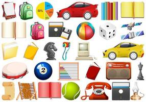 Set of different objects vector