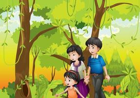 A forest with a family vector