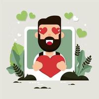 Man with heart eyes for valentines vector