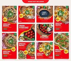 Paquete de vectores de publicaciones culinarias de redes sociales