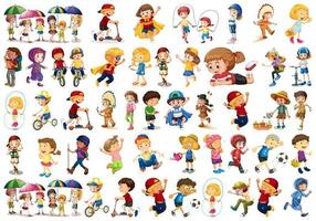 Diverse children set on white background vector