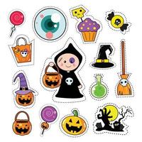 Conjunto de parches de etiqueta de icono de Halloween vector