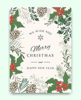 Merry Christmas greeting card pattern  vector