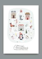 Merry Christmas greeting card pattern vector