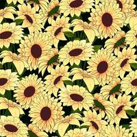 Yellow flowers in a yellow vase pattern on a dark background vector