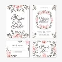 Vintage Wedding Invitation Card Template With Watercolor Flower Decoration vector