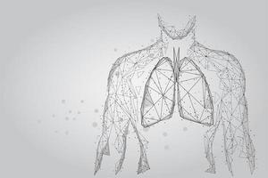 Man silhouette healthy lungs connected dots 