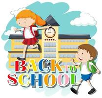 Back to school theme with kids at school vector