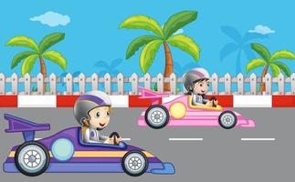 Girls car racing vector