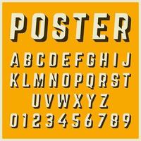 Alphabet font template vintage poster design vector