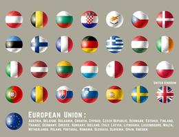 European Union round flags vector