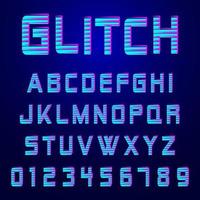 Alphabet font glitch effect design vector