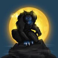 Werewolf and fullmoon vector
