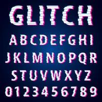 Set of letters and numbers glitch effect design vector