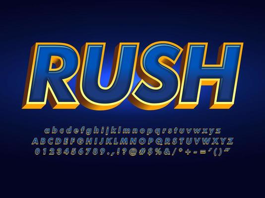 Dark Metallic Blue And Gold Text Effect