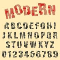 Modern font alphabet. Set of letters and numbers line design vector