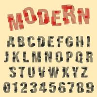 Modern font alphabet. Set of letters and numbers line design vector