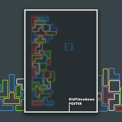 Abstract old video game poster