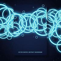 Abstract poster with blue neon rings vector