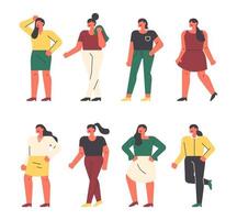 Plus size nice female characters.  vector