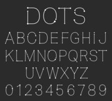 Dots alphabet font template. Set of letters and numbers vector